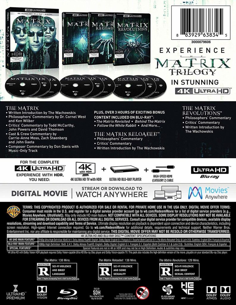 Trilogía Matrix en 4k 