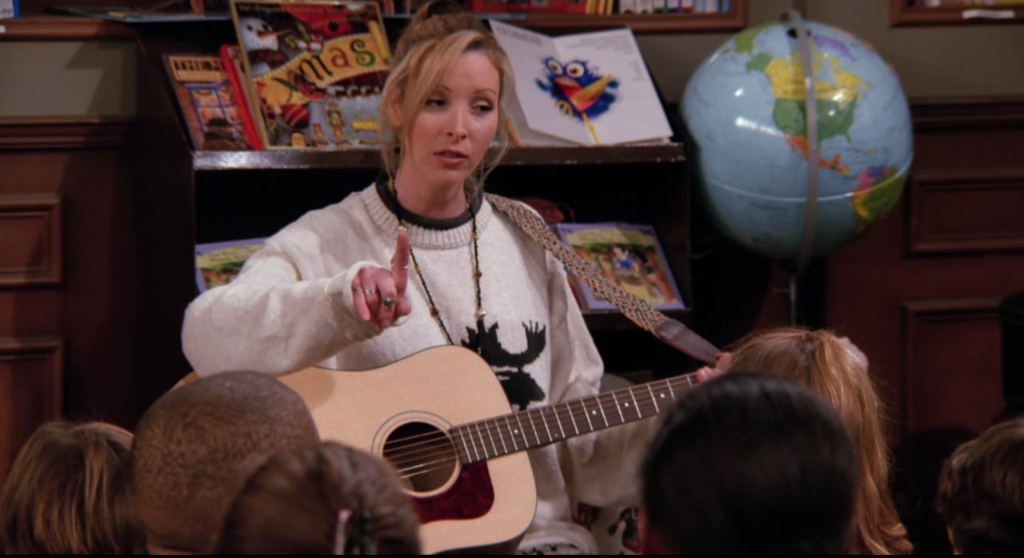 Lisa Kudrow interpretando a Phoebe Buffay en Friends